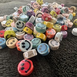 New Ceramic Beads, Wholesale 10pcs Mixed, Smiley Face Fancy Beads, Craft Beads for Jewelry Making