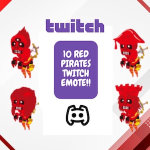 10 Red Zombie Pirate Custom Twitch Emotes/pirate twitch emotes, pirate, emotes, twitch emotes, twitch, custom twitch emotes, stream emotes