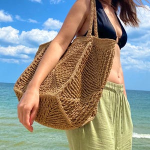 Borsa da spiaggia in paglia fatta a mano extra large