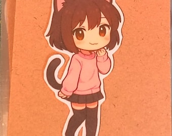 Kawaii Catgirl Sticker: Waterproof Vinyl Anime Decal