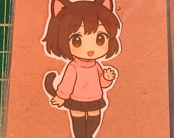 Anime Catgirl Sticker: Waterproof Kawaii Neko Vinyl Decal