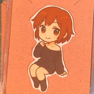 Anime Chibi Sitting Sticker – Cute Kawaii Vinyl Decal, 2.5&quot; Adorable Chibi Character Art, Waterproof for Laptop, Journal, Water Bottle