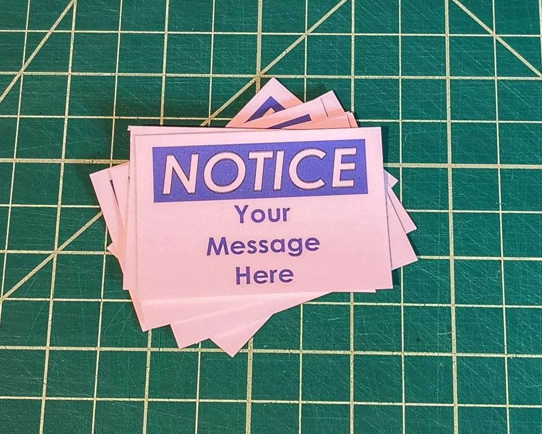 Message Labes 5-pack of Custom NOTICE Labels – Made to Order With Your Message - Etsy