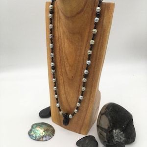 Lava, Onyx and Lamp work Glass Necklace