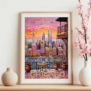Vintage Charm: Chicago Skyline Wall Art for Urban Home Styling