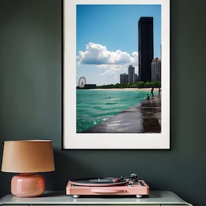 Stylish Chicago Poster for Modern Home Decor - Breathtaking View of Lake Michigan