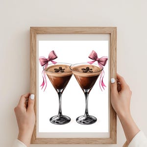 Póster de cóctel Espresso Martini, arte mural divertido, decoración de cocina, regalo para amigos, decoración para bodas o celebraciones, estética del hogar.