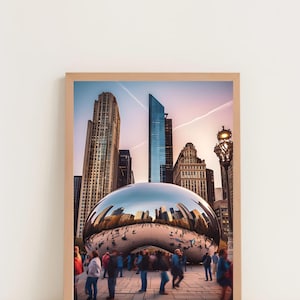 Chicago Bean Poster - Chic Cityscape Print for Modern Homes, Elegant Wall Decor