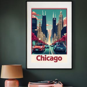 Modern Urban Art: Chicago Skyline Poster for Stylish Décor