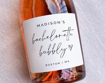 Bachelorette Bubbly -  Custom Waterproof Wine/Champagne/Mini Champagne Bottle Labels, Printed Stickers for Bachelorette Party