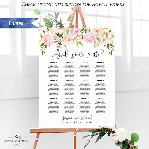 Large Floral Seating Chart Etsy