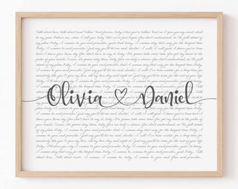 Personalized Song Lyrics Print, Custom Wedding Song First Dance Wedding Vows Wall Art