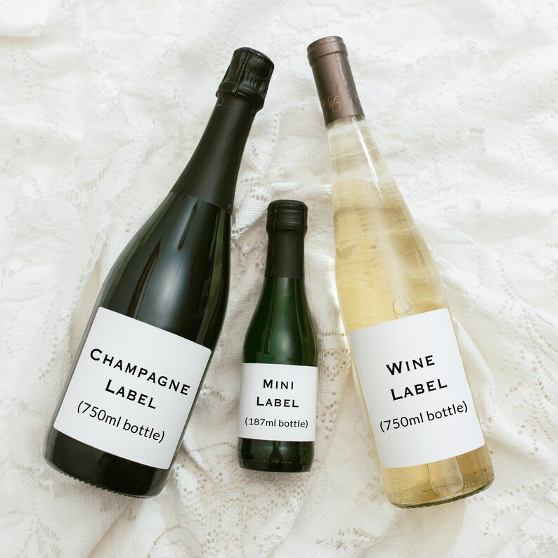 8 Printed Custom Burgundy Pink Floral Mini Champagne Wine Bottle Labels Waterproof Sticker, Wedding Bridal Baby Shower Birthday Anniversary immagine 9