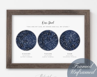 Custom 3 Sky Maps Print, Personalized Constellation Star Map, Love Story Gift for Him Her, Mother's Father's Day Gift, Wall Art Prints