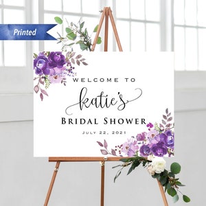 Printed Purple Lavender Floral Wedding Welcome Sign, Personalized Horizontal Ceremony Welcome Board, PDF or Printed, Poster or Foam Board07 image 2