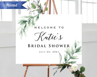 Printed Greenery Bridal Shower Welcome Sign, Personalized Horizontal Wedding Birthday Baby Shower Welcome Board, Poster or Foam Board#26