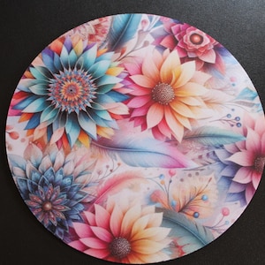 Boho Flower Mouse Pad - Round