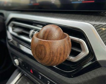 Verspreider van essentiële olie voor houten auto's – Luchtverfrisser voor houten auto, aromatherapieverspreider met ventilatieclip, draagbare diffuser voor essentiële olie voor in de auto