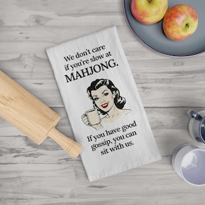 Funny Mahjong Kitchen Towel Mahjong Gift for Mahjong Lovers Hostess Gift Mahjong Night Decor Mahjong Accessories