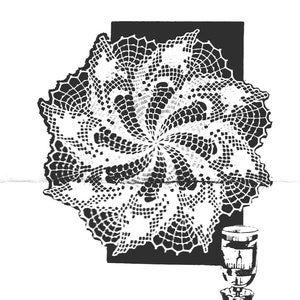 Vintage Crochet Pattern for Doily Round Flower Tulip Doily Pattern Instant Download PDF