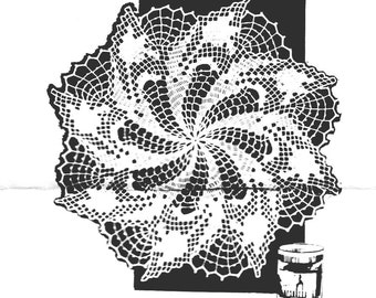 Motif au crochet vintage pour napperon à fleurs rondes Motif de napperon tulipe Téléchargement instantané au format PDF