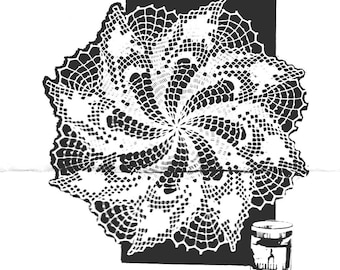 Motif au crochet vintage pour napperon à fleurs rondes Motif de napperon tulipe Téléchargement instantané au format PDF