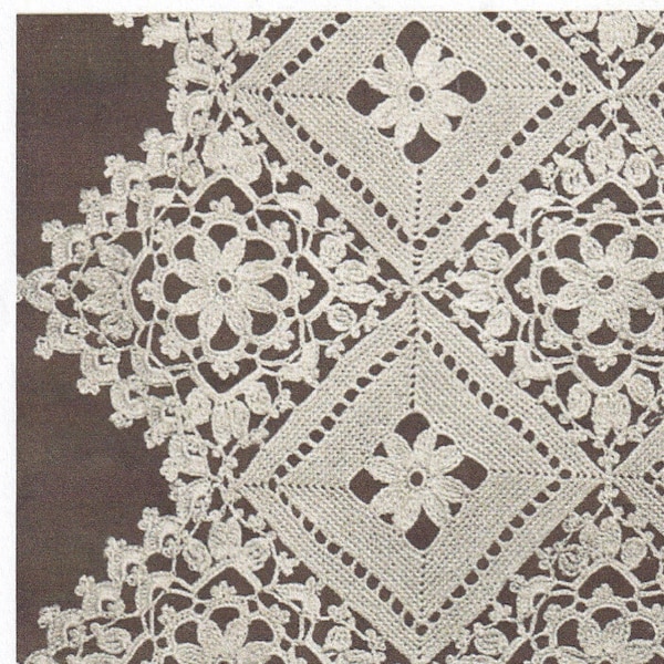 Vintage Crochet Pdf Pattern Motif for Tablecloth Bedspread Runner Pillow Etc INSTANT DOWNLOAD PDF