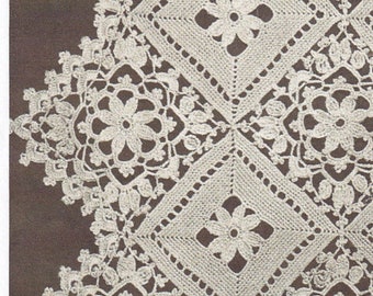 Vintage Crochet Pdf Pattern Motif for Tablecloth Bedspread Runner Pillow Etc INSTANT DOWNLOAD PDF