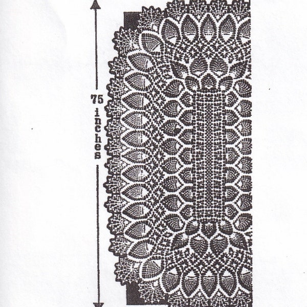 Crochet Pineapple Tablecloth Runner Oval Rectangle 75" - 80" Pattern PDF