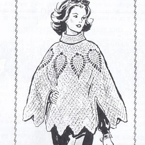Vintage haak digitaal patroon voor ananas poncho coltrui INSTANT DOWNLOAD PDF