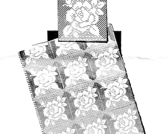 Vintage pdf-bestand haakpatroon voor rozenvierkant om tafelkleed sprei enz. te maken... pdf-patroon