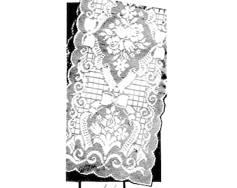 Vintage Filet Crochet Pattern for Dresser Scarf Table Runner Instant Download