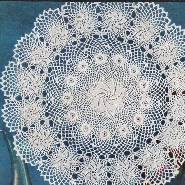 Vintage Digital Crochet Irish Rose Of Erin Doily Pattern PDF