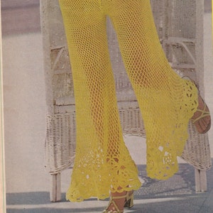 Vintage 1970's Crochet Crop Top and Bell Bottom Pant Set Pattern PDF