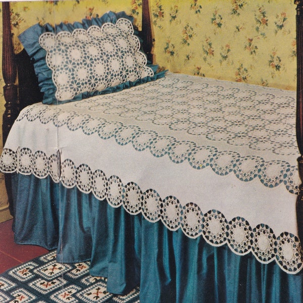 Vintage PDF Crochet Pattern for Irish Rose and Linen Bedspread Instant Download