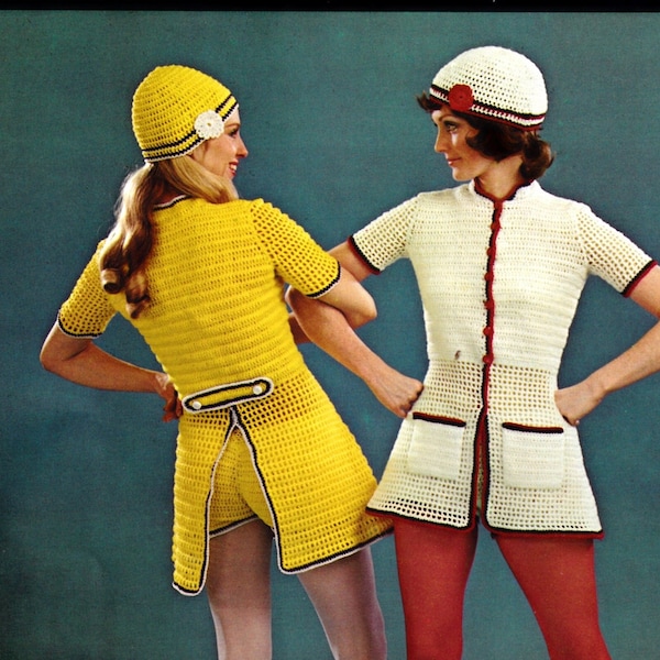 Vintage 70's Crochet  PDF Pattern For Hot Pants Plus Jacket PDF Instant Download