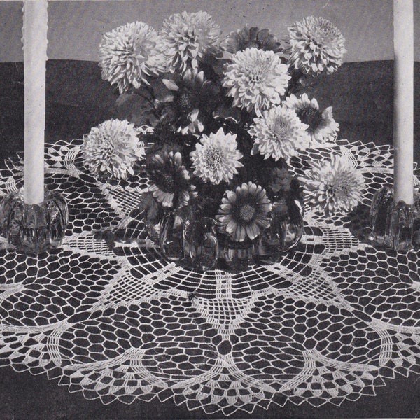 Vintage Crochet Digital Pattern For Heart Doily Centerpiece PDF