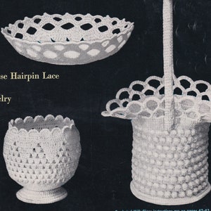 Vintage Crochet PDF Pattern for HOBNAIL Crochet Basket and Bowls in Four Designs Instant Download