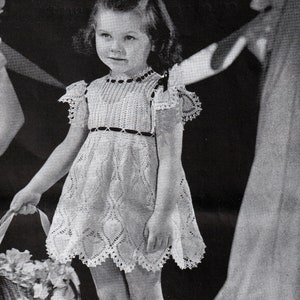 Vintage Crochet Pattern for Crocheted Girls Dress Pineapple Sizes 2 and 4 Instant Download PDF