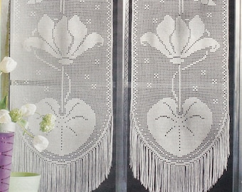 Filethakeln Im Groben Stil Filet Crochet Curtain Panels Digital Pattern PDF