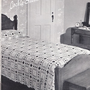Vintage Crochet Pattern PDF for Cockle Shell Bedpread Motifs Instant Download