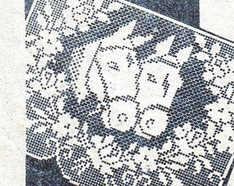 Vintage Filet Crochet Pattern To Make Filet Crochet Horse Buffet or Chair Set PDF Instant Download