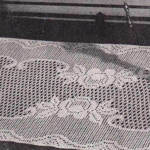 Crochet Pattern PDF Filet Crochet Queen of the Garden Runner Dresser Scarf Instant Download