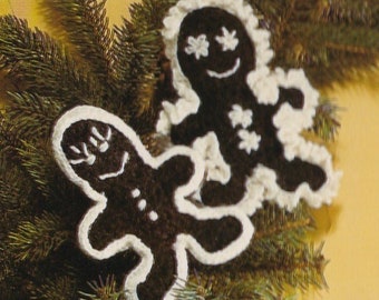 Vintage Crochet Gingerbread Cookie Children Christmas Ornaments Pattern PDF