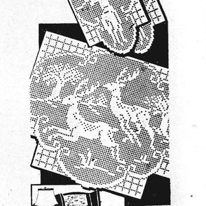Vintage Filet Crochet Pattern  PDF  Instant Download for Stag Deer Chair Set Pattern