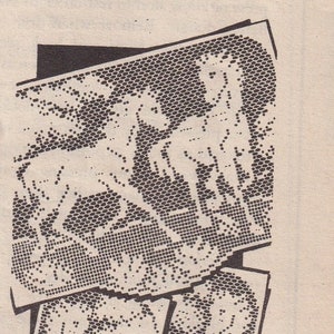 Vintage PDF Pattern Filet Crochet Horses Chair or Buffet Set Pattern Instant Download