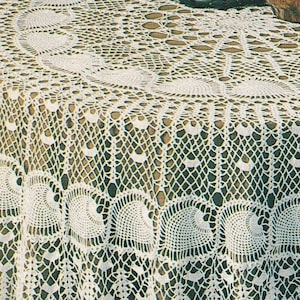 Vintage PDF Pattern for 72&quot; Round Crochet Pineapple Tablecloth Instant Download