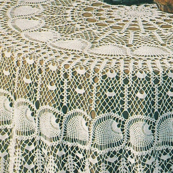 Vintage PDF Pattern for 72" Round Crochet Pineapple Tablecloth Instant Download