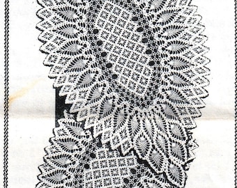 Vintage Crochet Pattern For 676 Crocheted Oval Pineapple Doily Centerpiece  in 3 Sizes Instant Download PDF