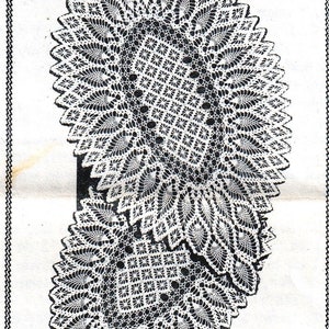 Vintage Crochet Pattern For 676 Crocheted Oval Pineapple Doily Centerpiece  in 3 Sizes Instant Download PDF